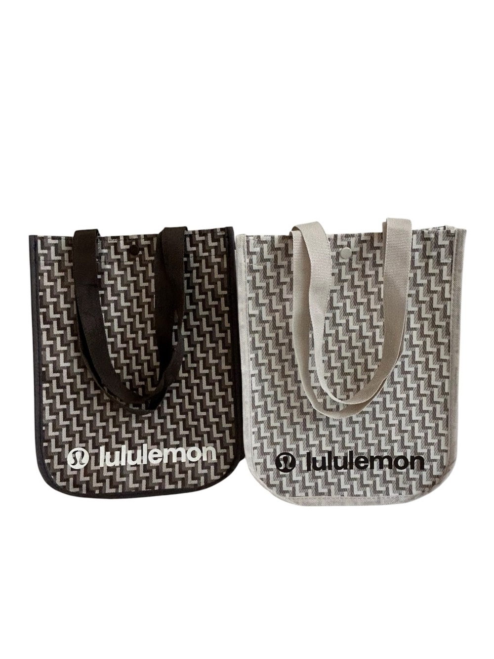 Lululemon Limited Edition "L" Monogram Tote Bags Set Chocolate + Light Gray